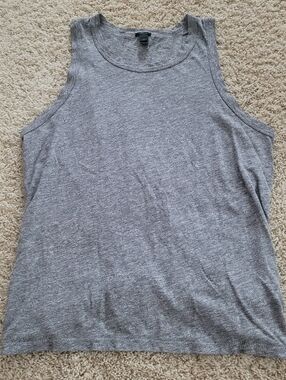 J.Crew Basic Linen Cotton Sleeveless Knot Back Tank Top Gray M
